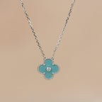 „Dream“-CLOVER 15MM DIAMANT SEVRES PORZELLAN HALSKETTE SILBER