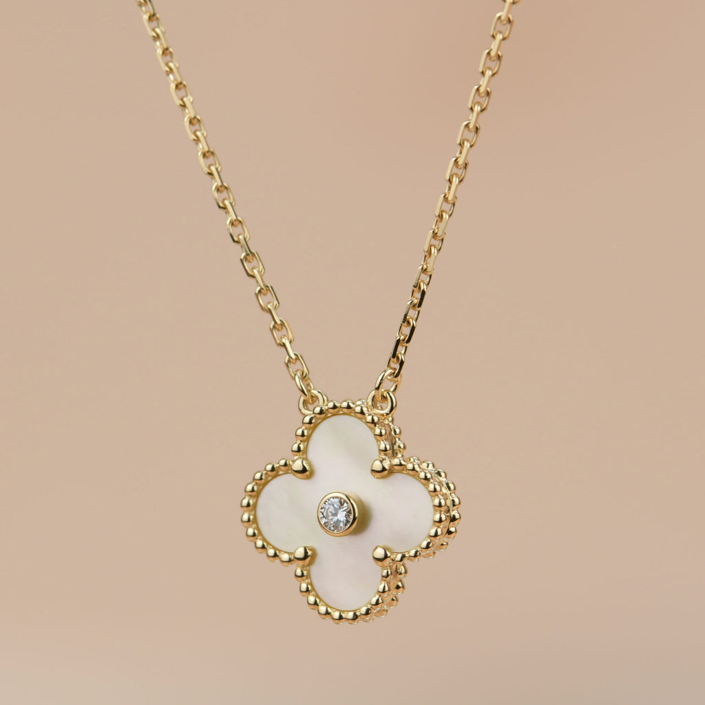 ¡®Dream¡¯CLOVER 15MM DIAMANT GOLD PERLMUTT HALSKETTE