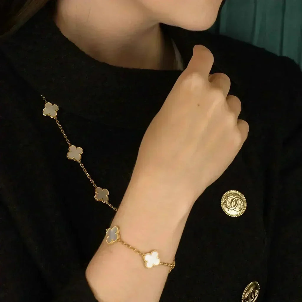 [Dream]New CLOVER WHITE PEARL MOP 5 MOTIF BRACELET COLLECTION