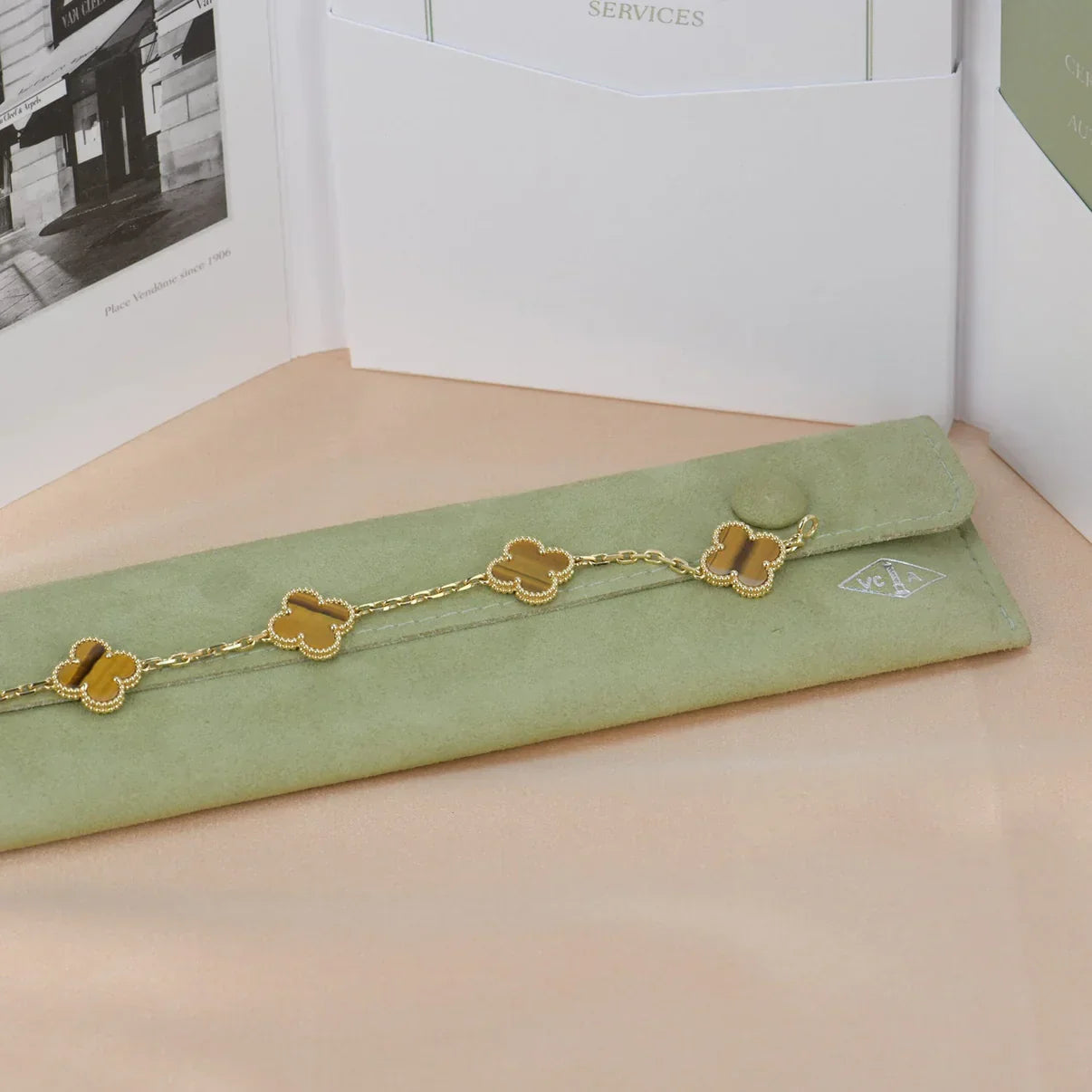 [Dream]New  CLOVER 5 MOTIFS TIGER EYE BRACELET COLLECTION