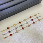 [¡®Dream¡¯]CLOVER 6 MOTIF RED AGATE LASER BRACELET