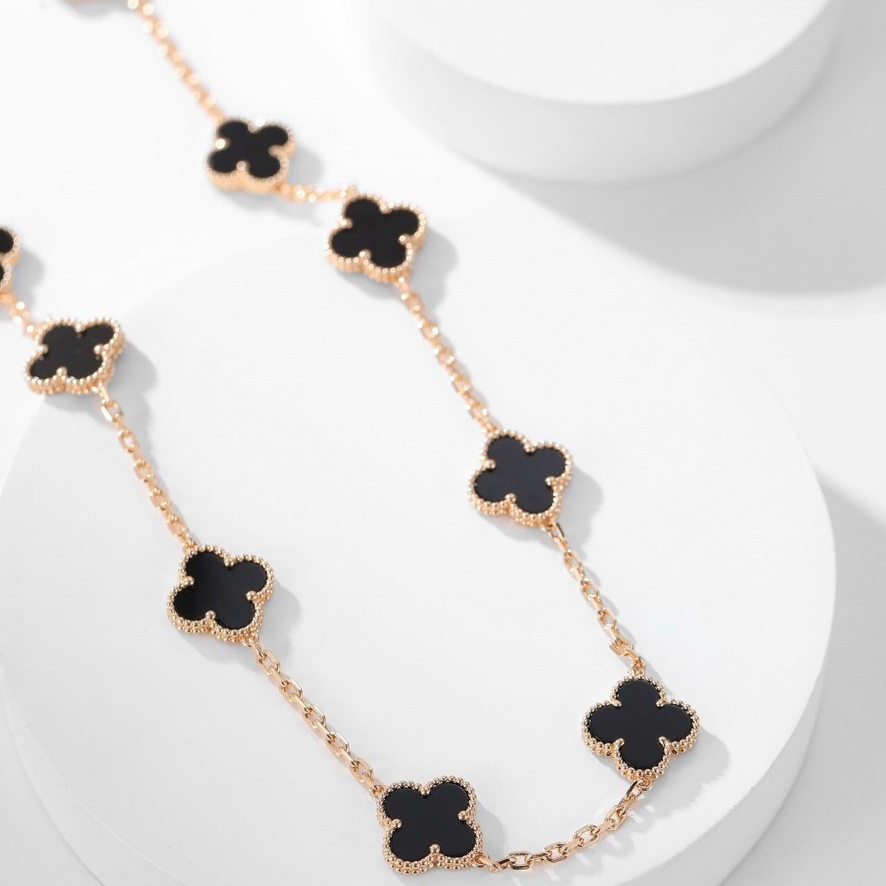 ¡®Dream¡¯CLOVER 10 MOTIFS ONYX NECKLACE
