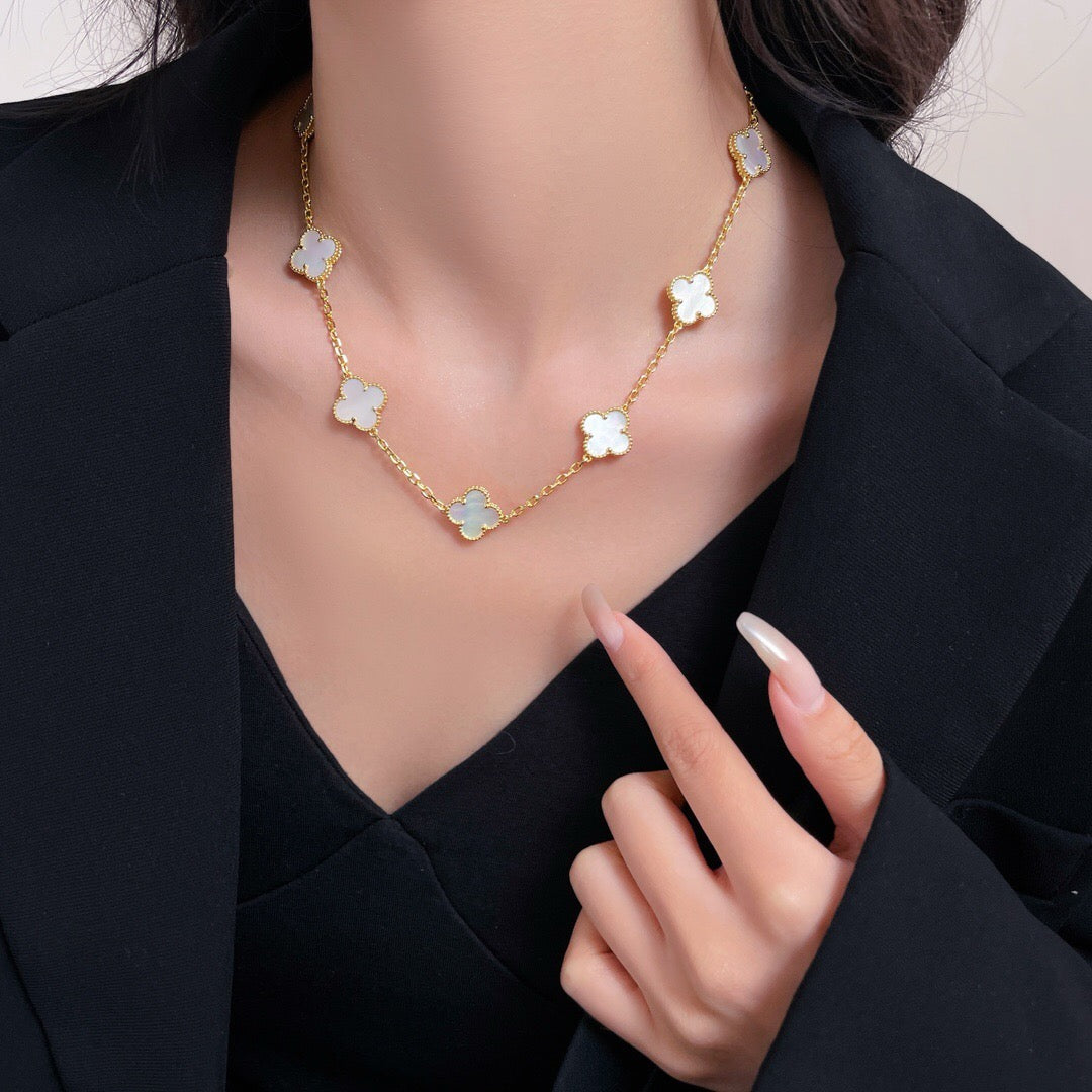 ¡®Dream¡¯CLOVER 10 MOTIFS WHITE MOTHER OF PEARL NECKLACE