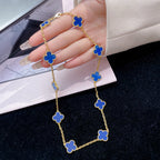 ¡®Dream¡¯CLOVER 10 MOTIFS BLUE AGATE NECKLACE