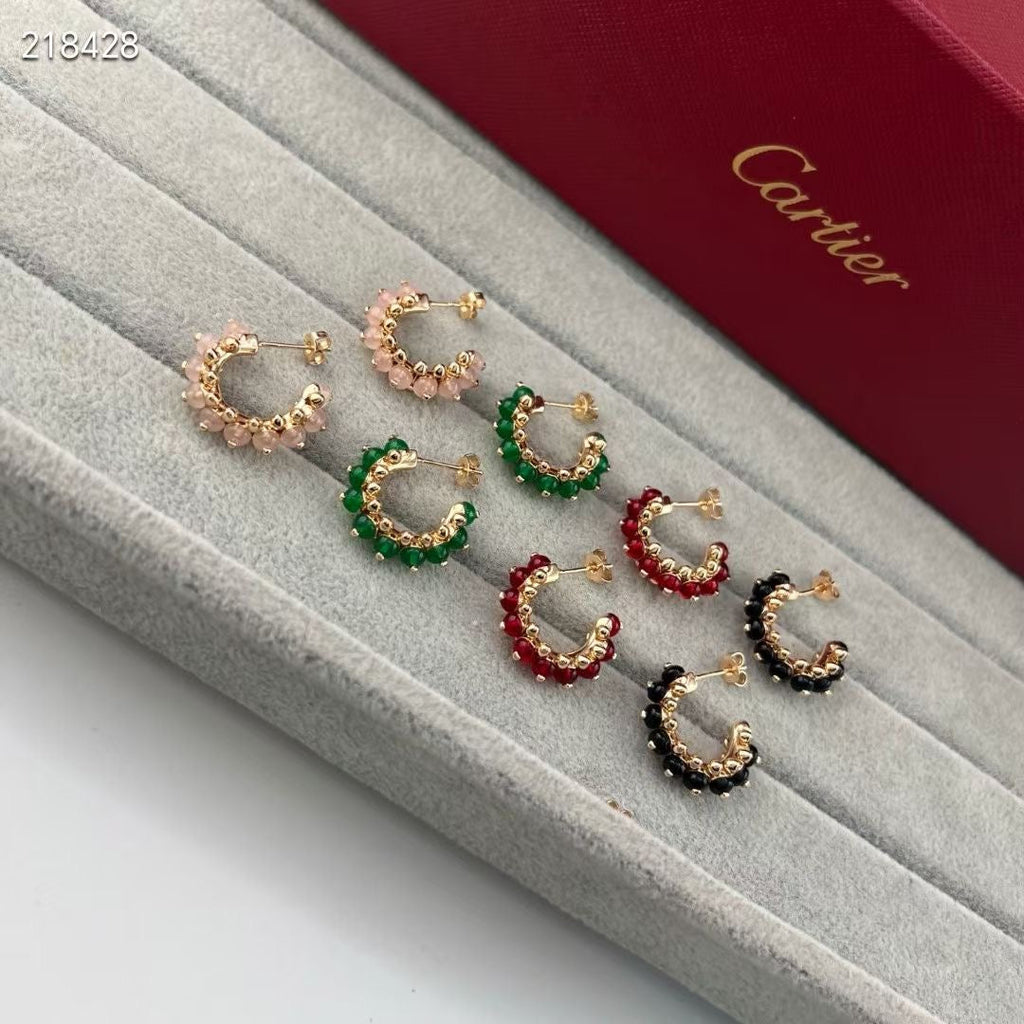 [Dream]NEW COLORED GEMSTONE COLLECTION SMALL HOOP EARRINGS
