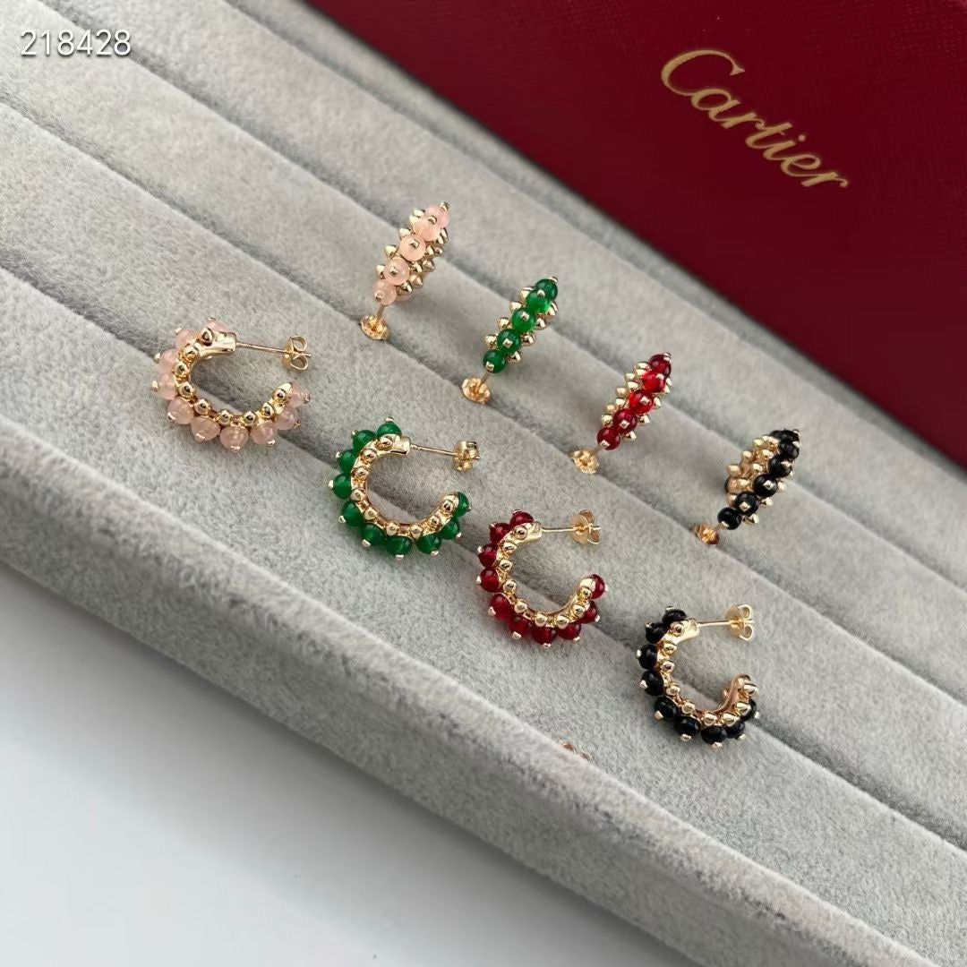 [Dream]NEW COLORED GEMSTONE COLLECTION SMALL HOOP EARRINGS