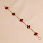 [Dream]New  CLOVER 5 MOTIF RED CORNELIAN BRACELET COLLECTION