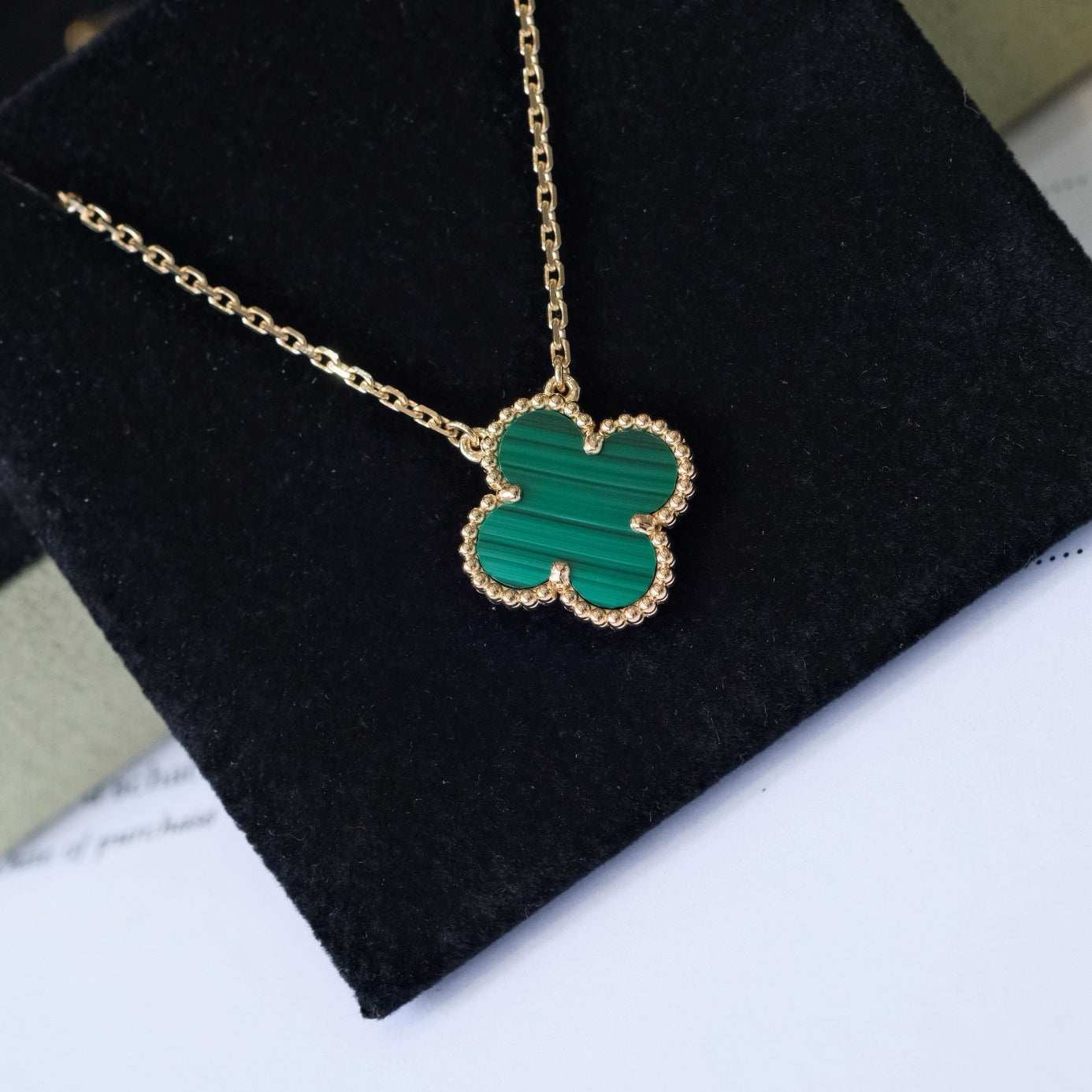 夢CLOVER 15MM マラカイト シングル フラワー ネックレス