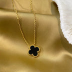 ¡®Dream¡¯CLOVER 15MM BLACK ONYX SINGLE FLOWER NECKLACE