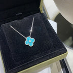„Dream“-CLOVER 15MM DIAMANT SEVRES PORZELLAN HALSKETTE SILBER