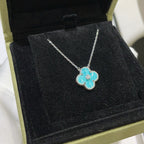 „Dream“-CLOVER 15MM DIAMANT SEVRES PORZELLAN HALSKETTE SILBER