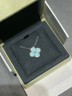 ¡®Dream¡¯CLOVER 1 DIAMANT HELLBLAU SILBER HALSKETTE