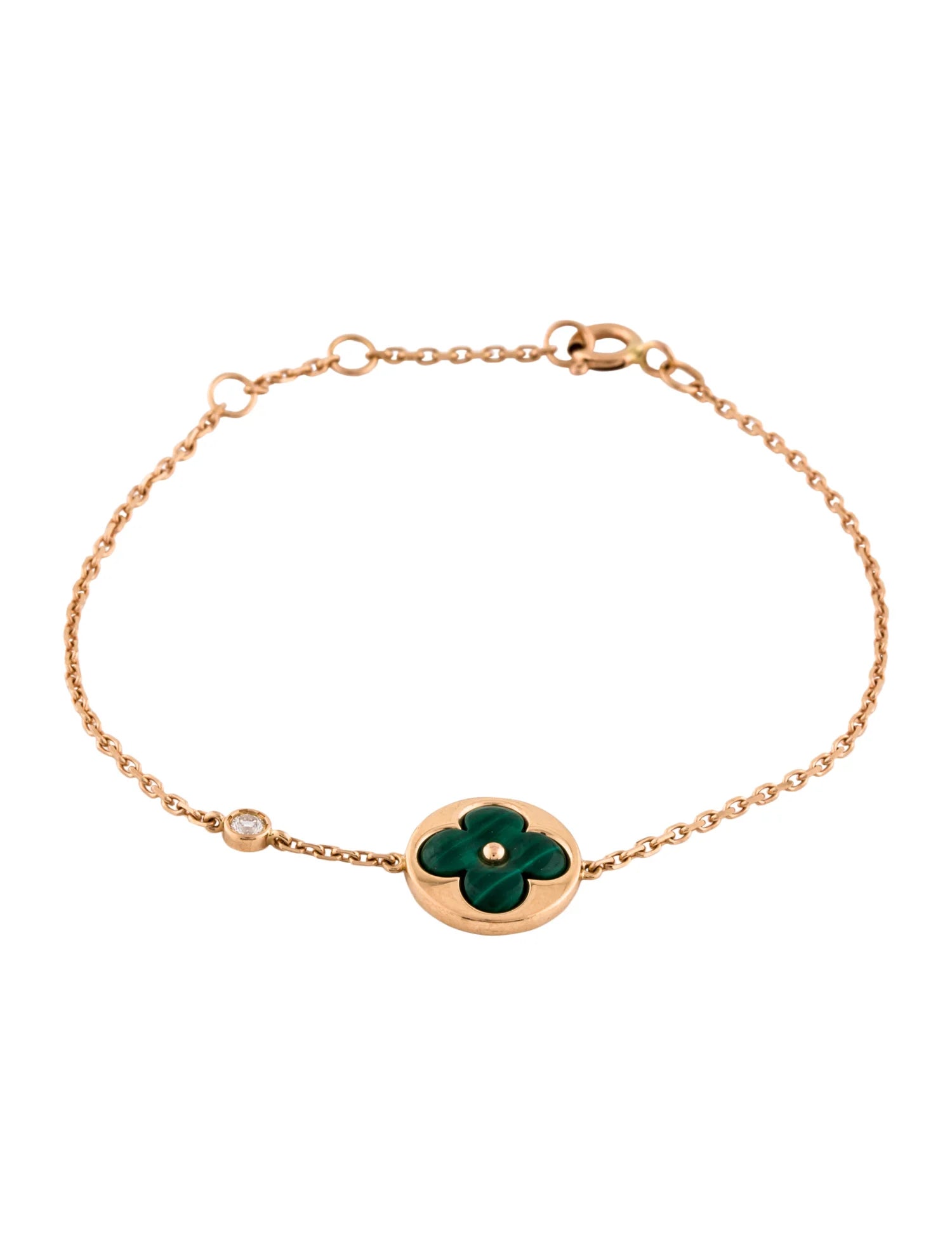 ¡®Dream¡¯SUN MALACHITE 1 DIAMOND PINK GOLD BRACELET