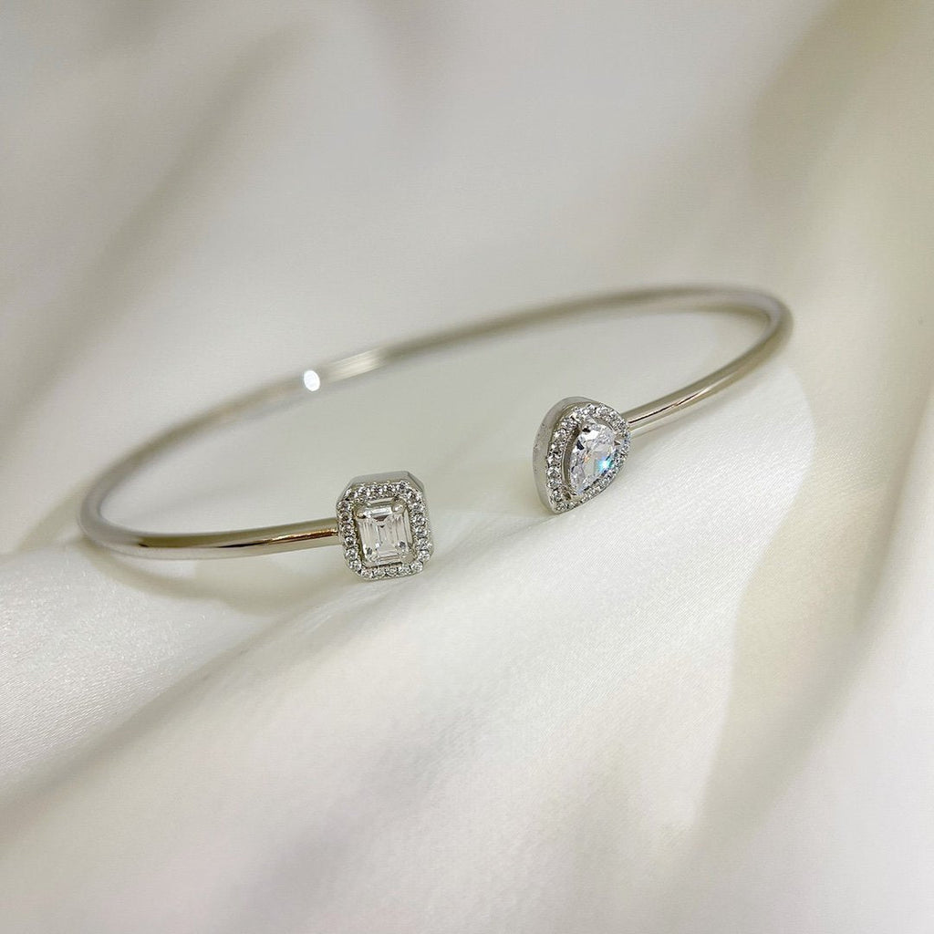 [Dream ]JONC FLEX MY TWIN TOI & MOI SILVER DIAMOND BRACELET
