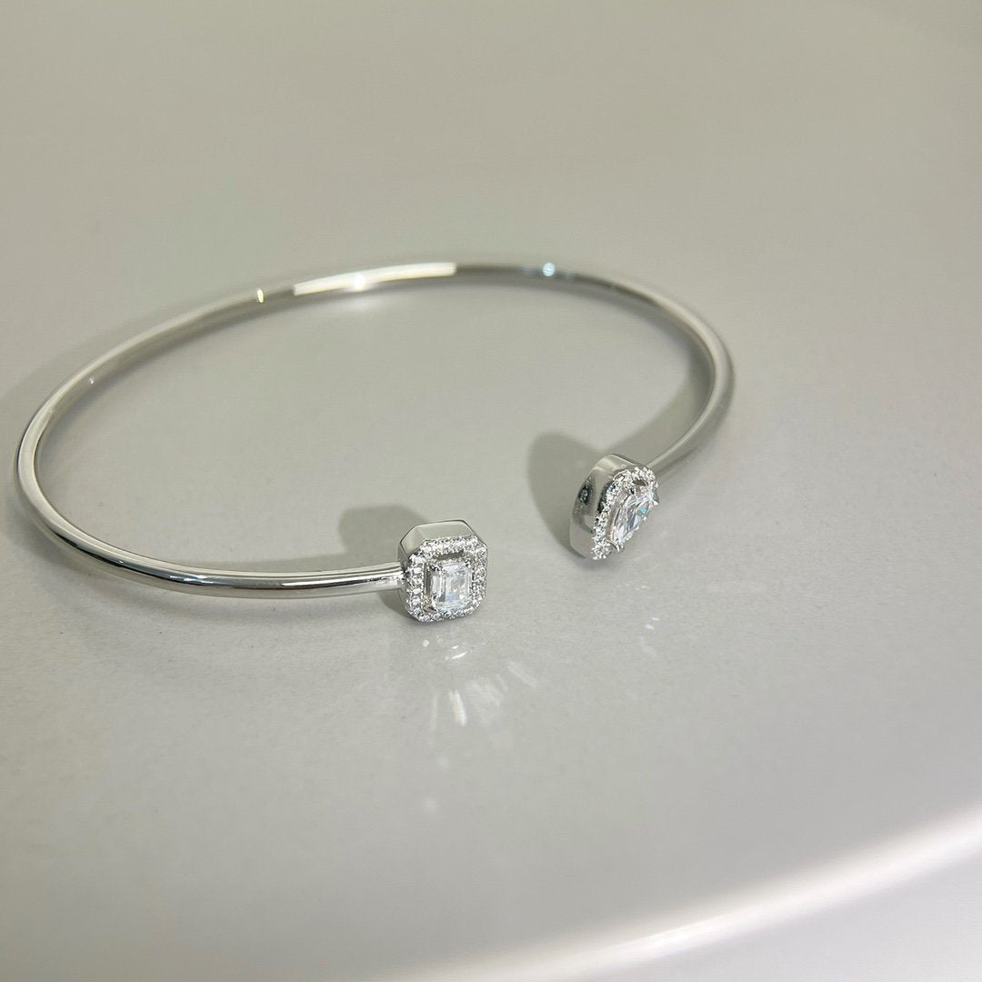 [Dream ]JONC FLEX MY TWIN TOI & MOI SILVER DIAMOND BRACELET