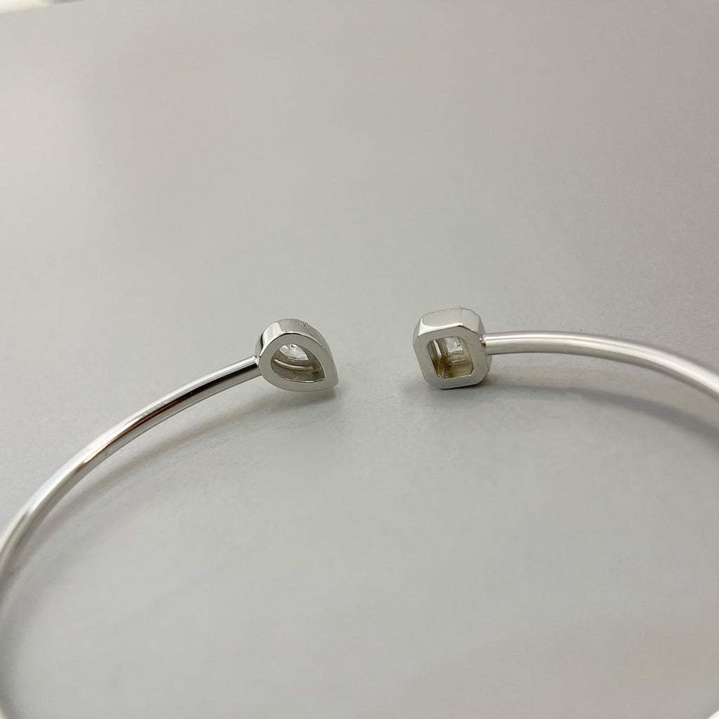 [Dream ]JONC FLEX MY TWIN TOI & MOI SILVER DIAMOND BRACELET