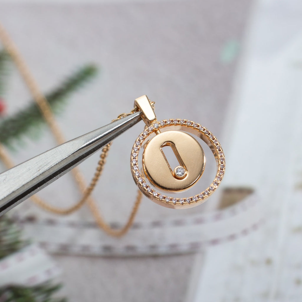 [Dream ]Dream MOVE PM NECKLACE PINK GOLD DIAMOND