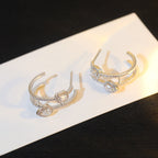 [Dream ]CREOLES MY TWIN 2 RANGS SILVER DIAMOND EARRINGS