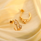 [Dream ]CREOLES MY TWIN 2 RANGS SILVER DIAMOND EARRINGS