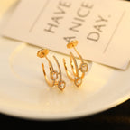 [Dream ]CREOLES MY TWIN 2 RANGS SILVER DIAMOND EARRINGS