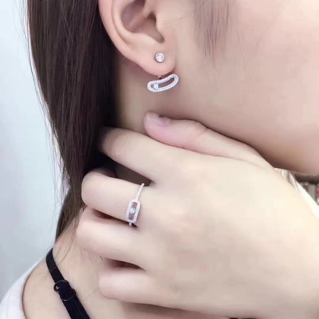[Dream ]MOVE UNO SILVER DIAMOND EARRINGS
