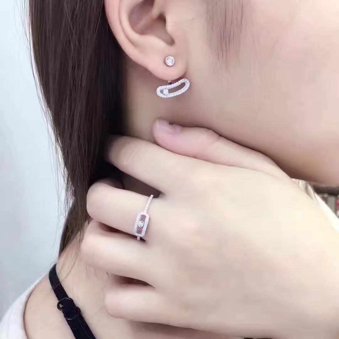 [Dream ]MOVE UNO SILVER DIAMOND EARRINGS