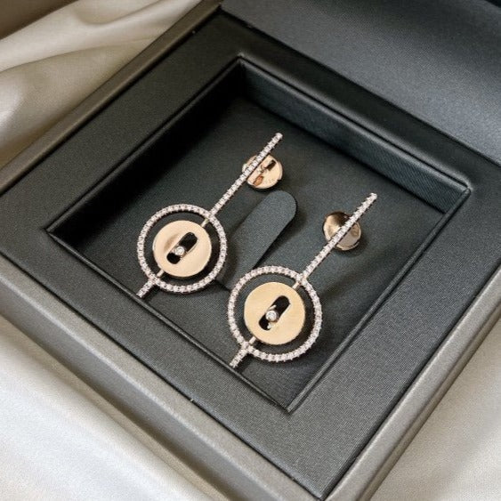 [Dream ]Dream MOVE ARROW PINK GOLD DIAMOND EARRINGS