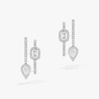 [Dream ]CREOLES MY TWIN 2 RANGS SILVER DIAMOND EARRINGS