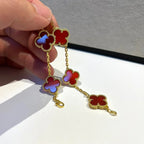 [Dream]New  CLOVER 5 MOTIF RED CORNELIAN BRACELET COLLECTION