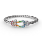 ¡®Dream¡¯FORC LARGE HORSESHOE  COLORED DIAMOND BRACELET SILVER
