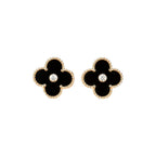 ¡®Dream¡¯CLOVER MEDIUM 1 MOTIFS ONYX DIAMOND EARRINGS