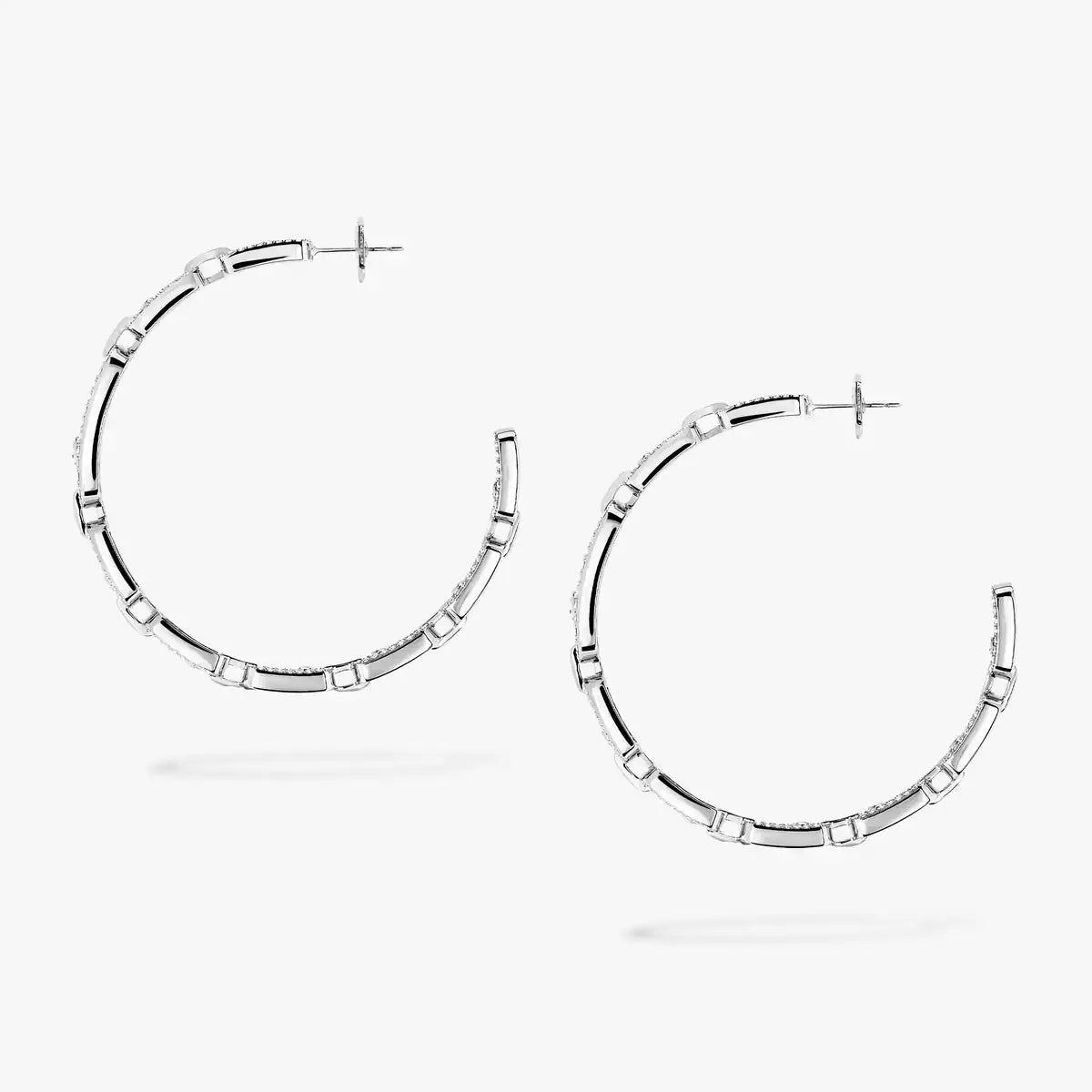 [[Dream ]Move Link Diamond Hoop Earrings