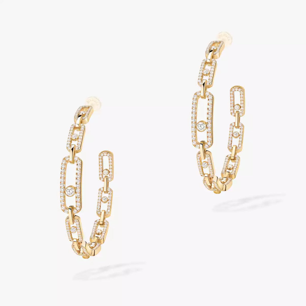 [[Dream ]Move Link Diamond Hoop Earrings