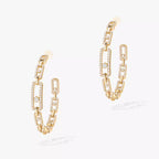 [[Dream ]Move Link Diamond Hoop Earrings