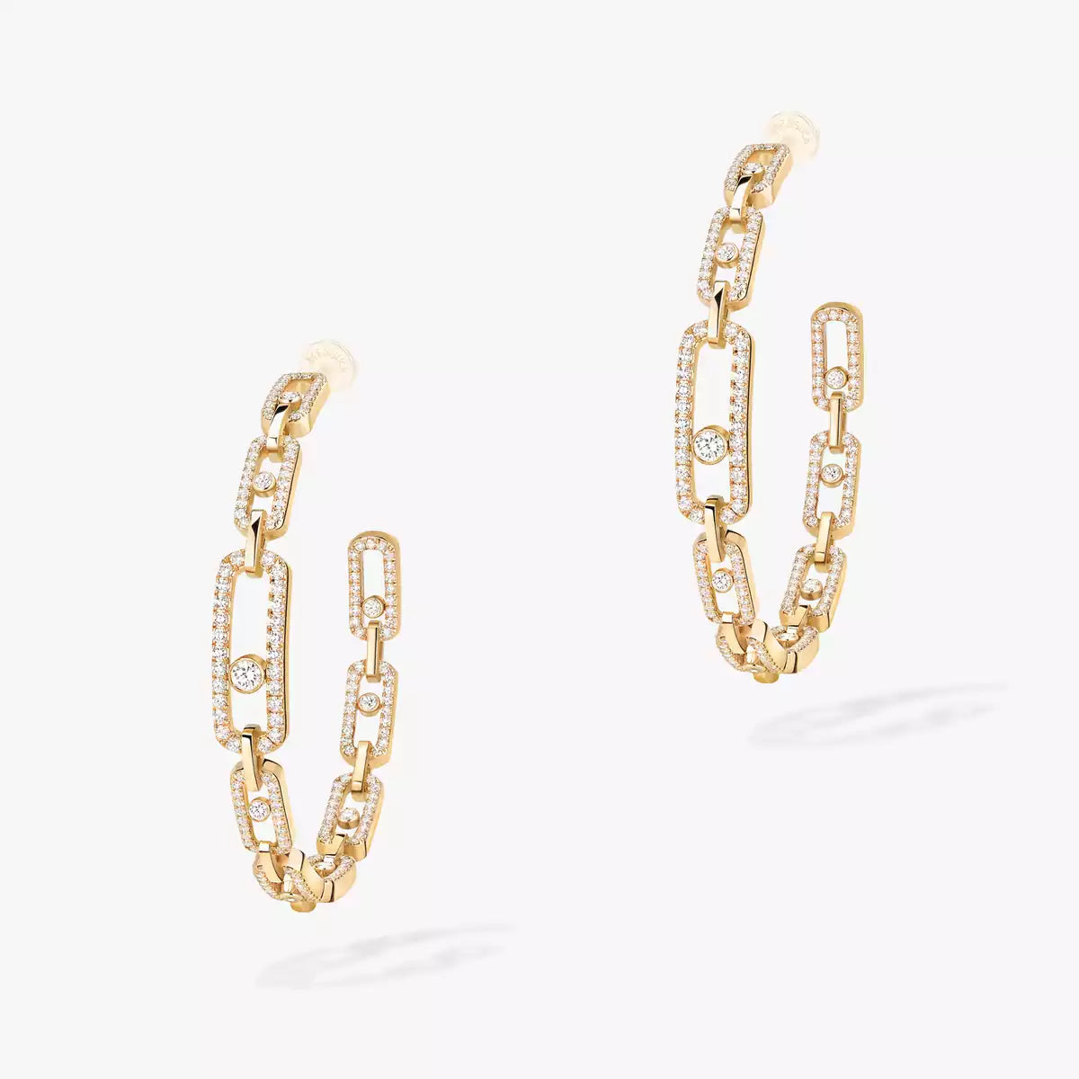 [[Dream ]Move Link Diamond Hoop Earrings