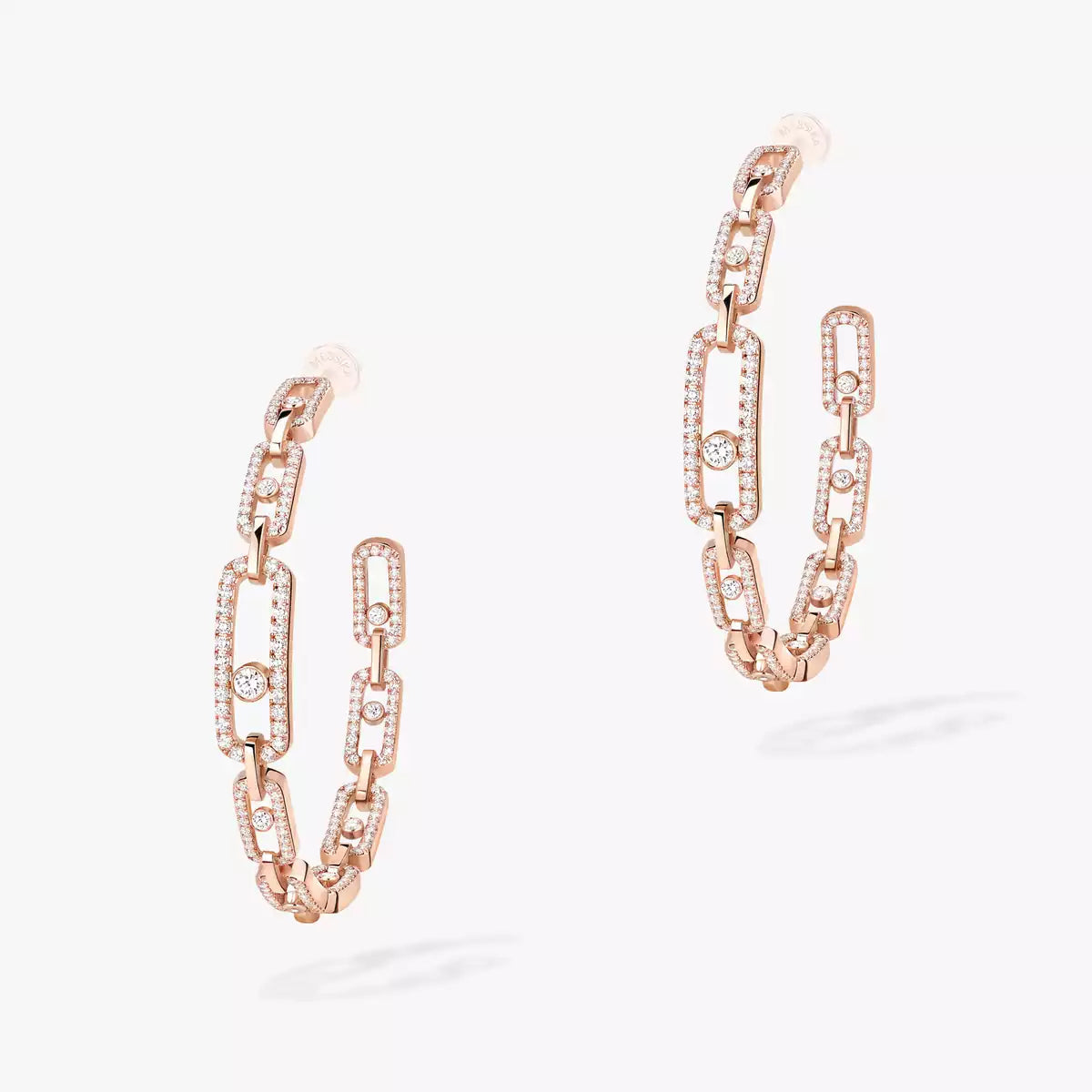 [[Dream ]Move Link Diamond Hoop Earrings