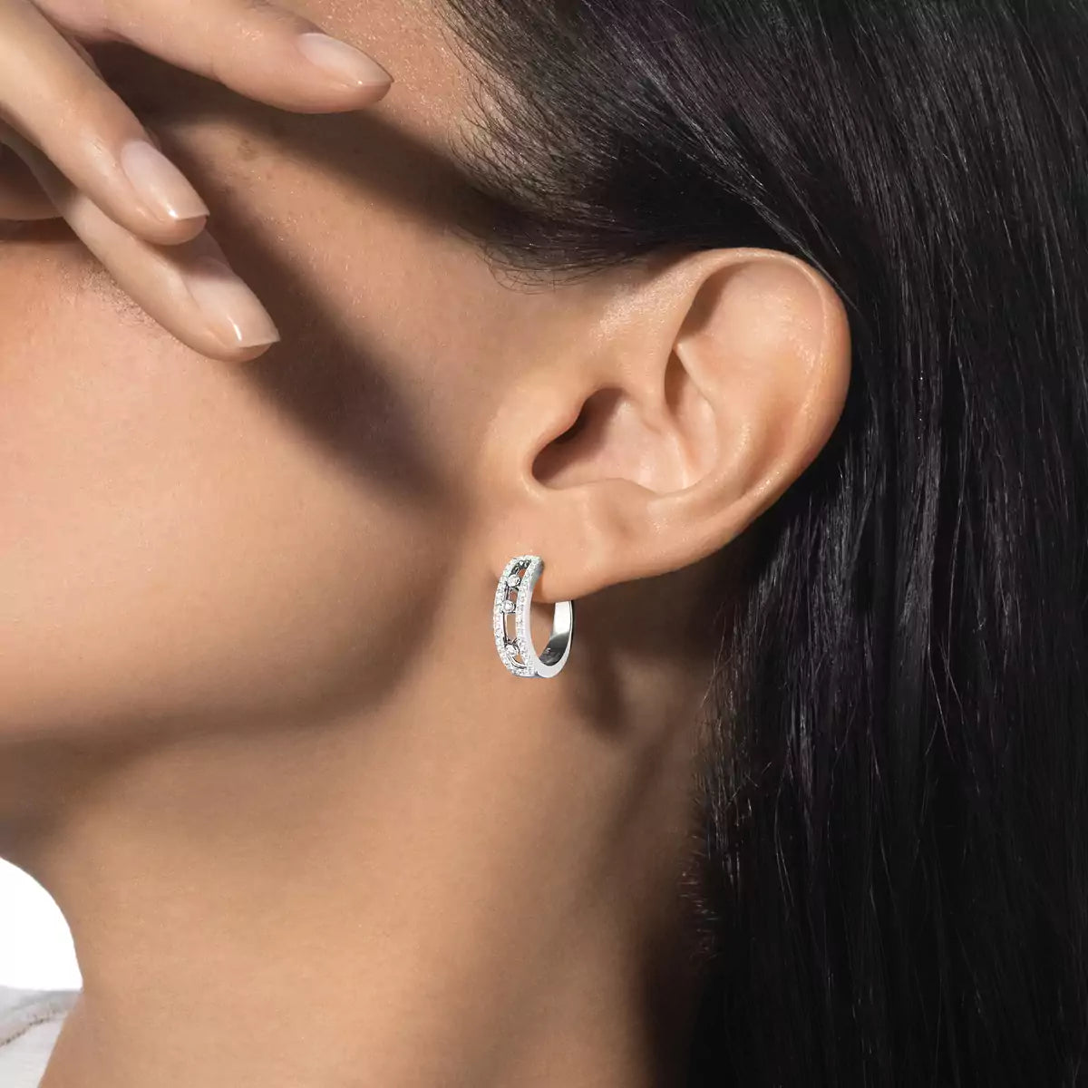 [Dream ]Diamond Pave_ Hoop Earrings Move