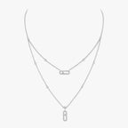 [Dream ]2 Rows Rose Gold Diamond Pave_ Necklace Move Uno