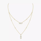 [Dream ]2 Rows Rose Gold Diamond Pave_ Necklace Move Uno