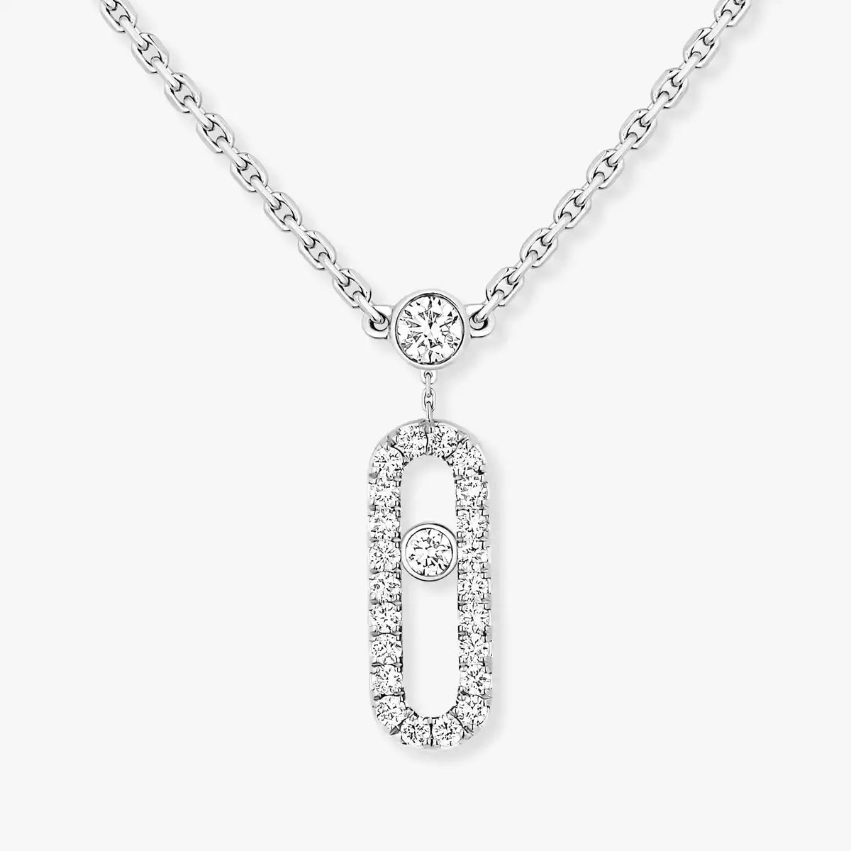 [Dream ]2 Rows Rose Gold Diamond Pave_ Necklace Move Uno