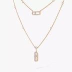[Dream ]2 Rows Rose Gold Diamond Pave_ Necklace Move Uno