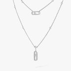[Dream ]2 Rows Rose Gold Diamond Pave_ Necklace Move Uno