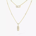 [Dream ]2 Rows Rose Gold Diamond Pave_ Necklace Move Uno