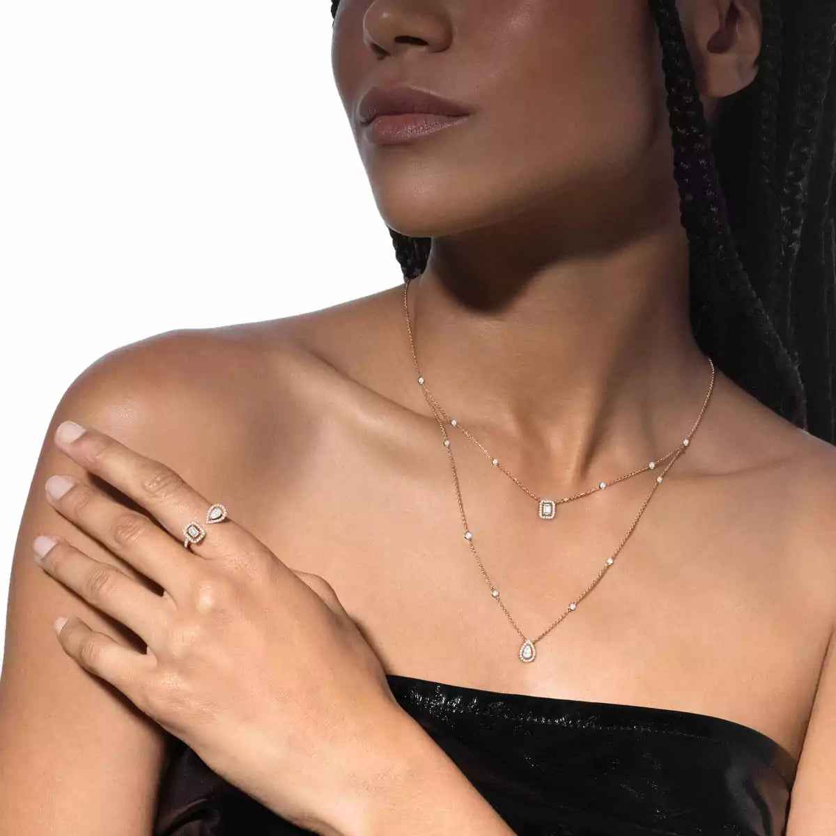 [Dream ]Diamond Necklace My Twin 2 Rows