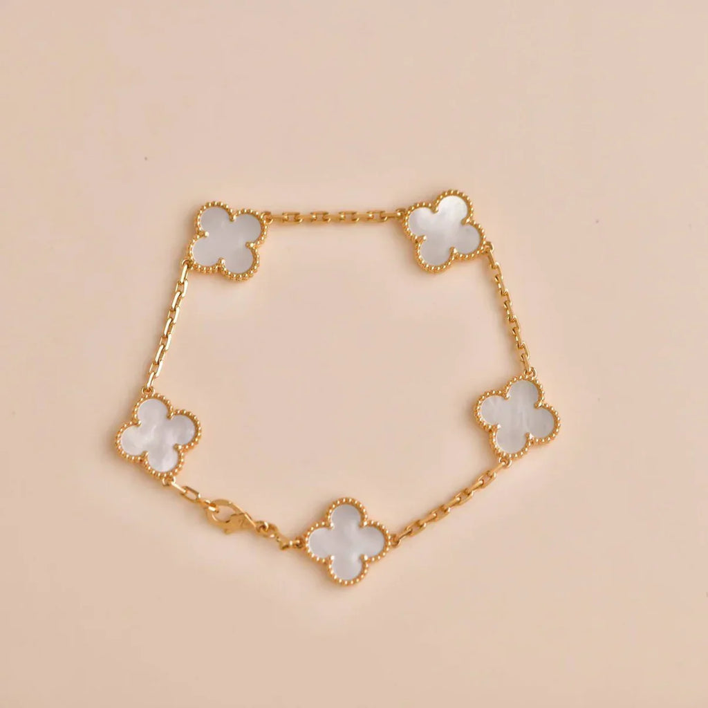[Dream]New CLOVER WHITE PEARL MOP 5 MOTIF BRACELET COLLECTION
