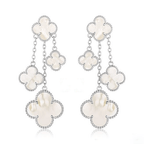¡®Dream¡¯CLOVER EARRINGS WHITE MOP 4 MOTIFS SILVER