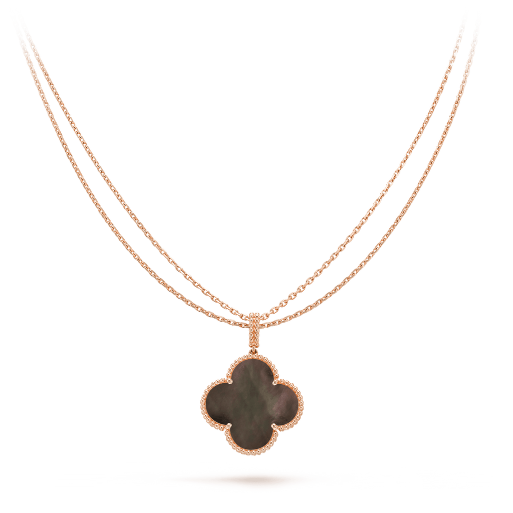 ¡®Dream¡¯CLOVER 25MM GOLD DARK MOP BIG CLOVER NECKLACE