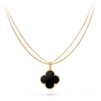 ¡®Dream¡¯CLOVER 25MM GOLD ONYX BIG CLOVER NECKLACE