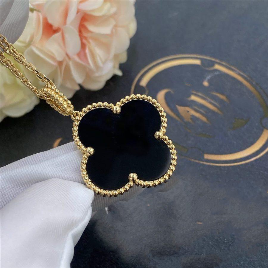 ¡®Dream¡¯CLOVER 25MM GOLD ONYX BIG CLOVER NECKLACE