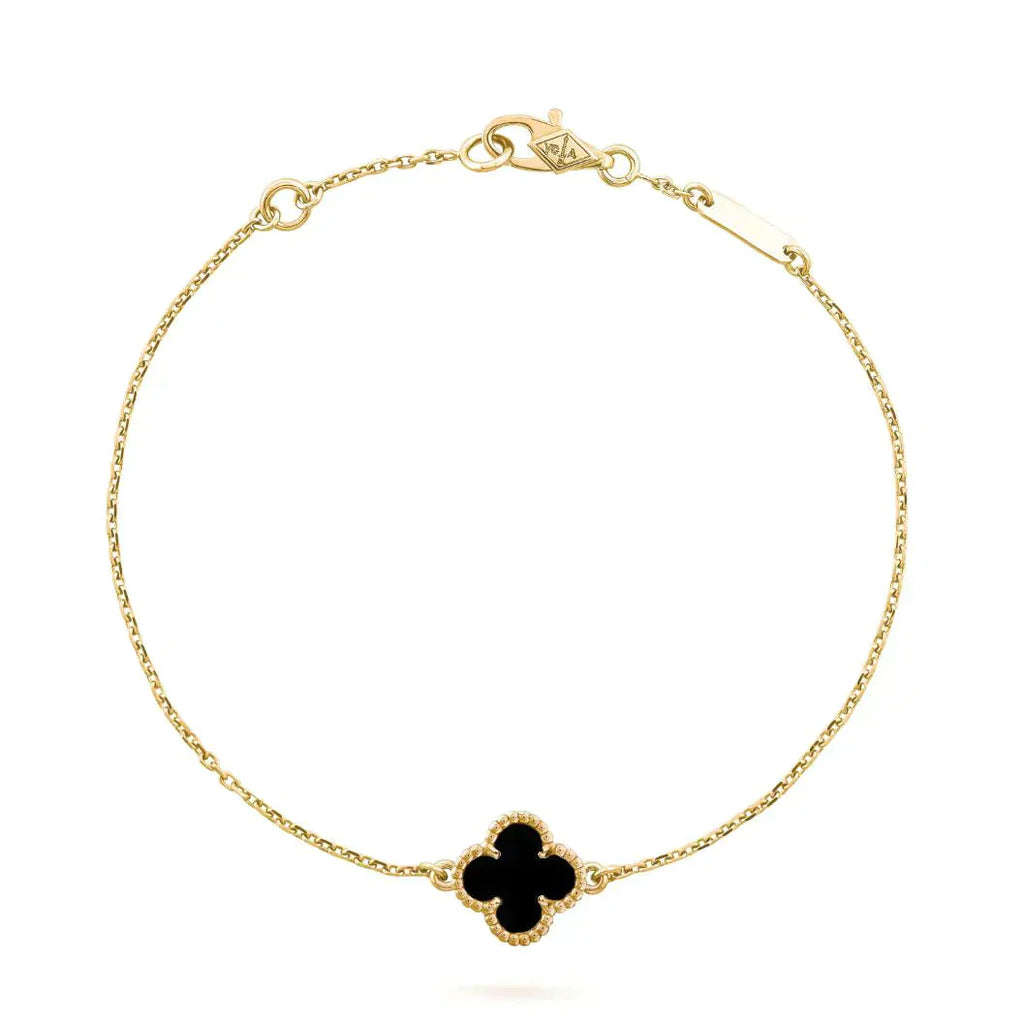 ¡®Dream¡¯CLOVER ONYX SINGLE FLOWER BRACELET